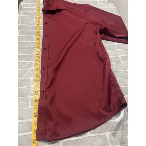 Flex Button-Up Mens Dress Shirt  Wine Size L Italy - Picture 7 of 9